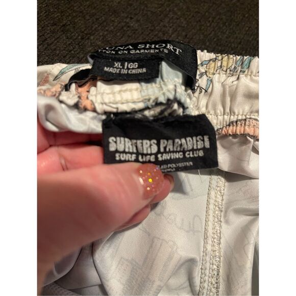 Huna Short Mens Multicolor Surfers Paradise Hawaiian Print Swim Trunk Size XL - Picture 12 of 15